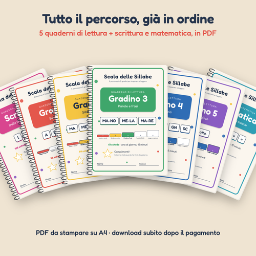 Scala delle Sillabe: 5 quaderni di lettura, scrittura e matematica in PDF