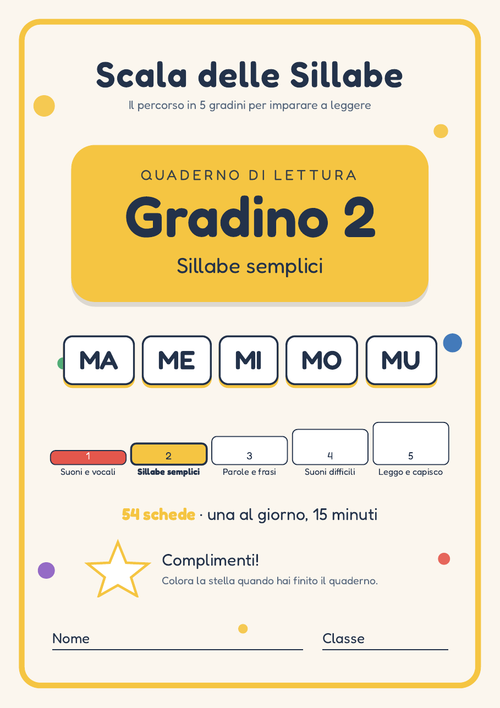 Quaderno di lettura Gradino 2: Sillabe semplici